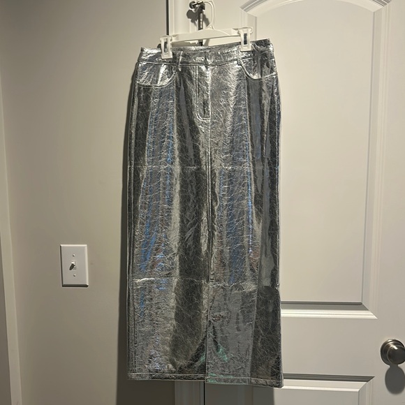 Karen Millen Metallic Silver Midi Skirt - Picture 1 of 9